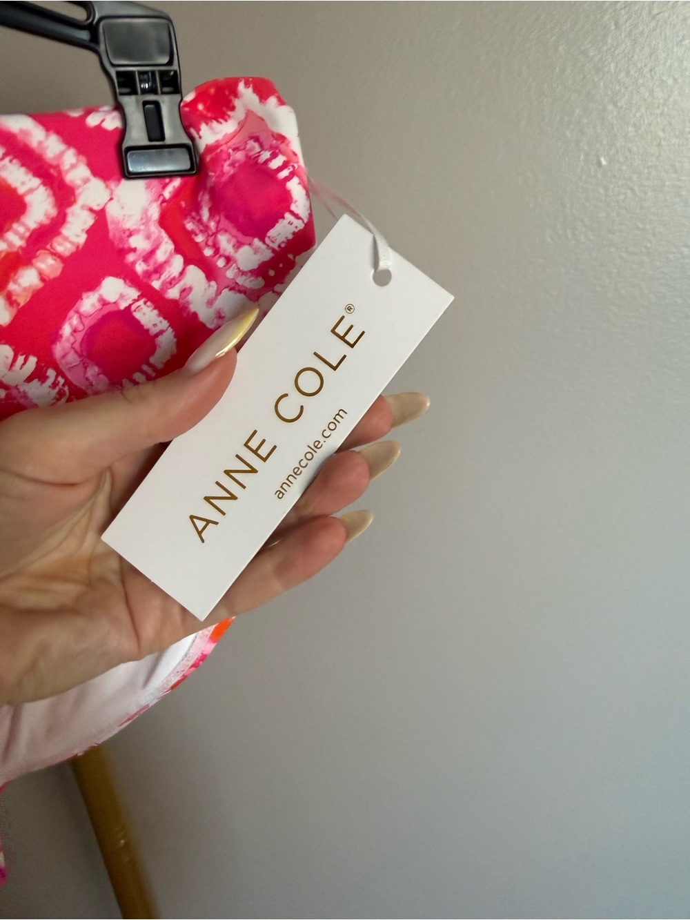 NWT Anne Cole Fold-Over Bikini Bottom – Pink & Orange Abstract Print, Size L - Picture 2 of 5